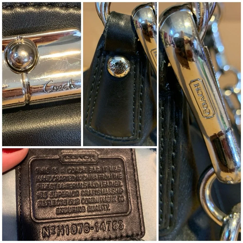 COACH “KRISTIN” BLACK LEATHER 14783 SHOULDER BAG